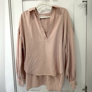 We the free | free people loose oversized blush pink blouse collared, small